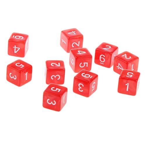 Yourandoll 10 STÜCKE Polyedrische Würfel D6 Dice Würfel Acryl Dice Spielwürfel for RPG MTG DND Würfel Tischspiele (Rot) von Yourandoll