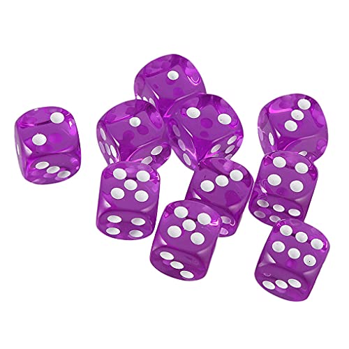 Yourandoll 10 STÜCKE Polyedrische Würfel D6 Würfel 16mm Acryl Dice Spielwürfel for DND RPG Dungeons & Dragons Tischspiele (Lila) von Yourandoll