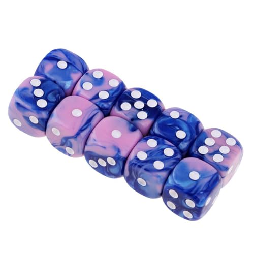 Yourandoll 10 STÜCKE Polyedrische Würfel D6 Würfel 16mm Acryl Dice Spielwürfel for DND RPG Dungeons & Dragons Brettspiel Kartenspiel (Rosa Blau) von Yourandoll