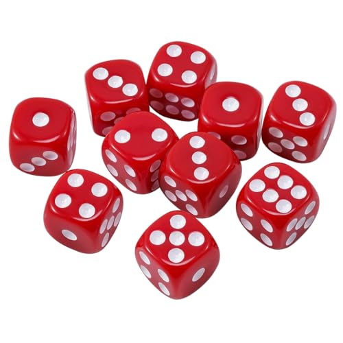 Yourandoll 10 STÜCKE Polyedrische Würfel D6 Würfel 16mm Acryl Dice Spielwürfel for DND RPG Dungeons & Dragons Brettspiel Kartenspiel (Rot 1) von Yourandoll