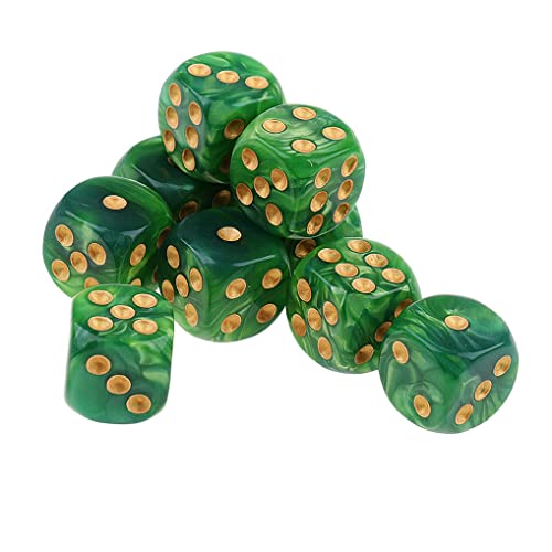 Yourandoll 10 STÜCKE Polyedrische Würfel D6 Würfel 16mm Acryl Dice Spielwürfel for DND RPG Tischspiele (Grün Gelb) von Yourandoll