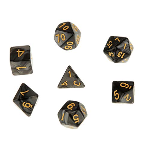 Yourandoll 7 STÜCKE Polyedrische Würfel 16mm D20 D12 D10 D8 D6 D4 Spielwürfel für Dungeons und Dragons RPG MTG DND Würfel Tischspiele (Schwarz) von Yourandoll