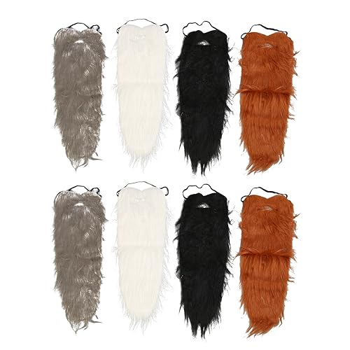 Yousiliang 8 Stück Langbart Kostüm Fake, Bart Schnurrbärte Bart Kostüm Zubehör für Party Cosplay Supplies Halloween Party von Yousiliang