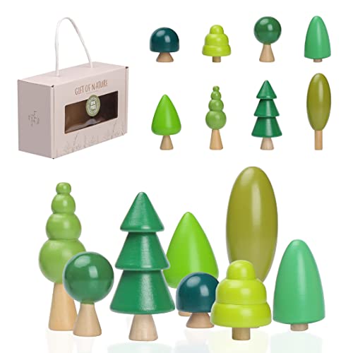 Youuys 8 Stück Holz Baum Spielzeug Set Holz Wald Bäume Montessori Spielzeug ab 1 Jahr Kreative Kinder Kunst Spielzeug DIY Kunsthandwerk Weihnachtsdekoration Wohnzimmer Garten Deko von Youuys