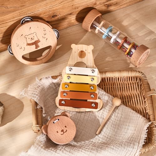 Youuys Montessori Spielzeug Musikinstrumente für Baby aus Holz,Musikspielzeug für Babys ab 1 Jahre(4PCS) von Youuys