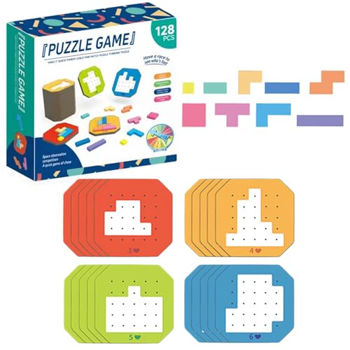 Yoyakie 128 PCs/Bunte Tabelle Russische Block-Puzzle-Spiele mit 108 Musterblöcken und 20 Vorlagen pädagogischer und unterhaltsamer Eltern-Kind-Bonding-Familienspiele von Yoyakie