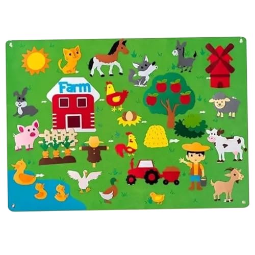 Interactive Filz Board für Kinder 41,3 x 29,5 Zoll Farm Farm Fish Story Board Vorschule Storytelling Filz Board Frühes Bildungssensor Toys for Boy Girl Geburtstagsgeschenk von Yoyakie