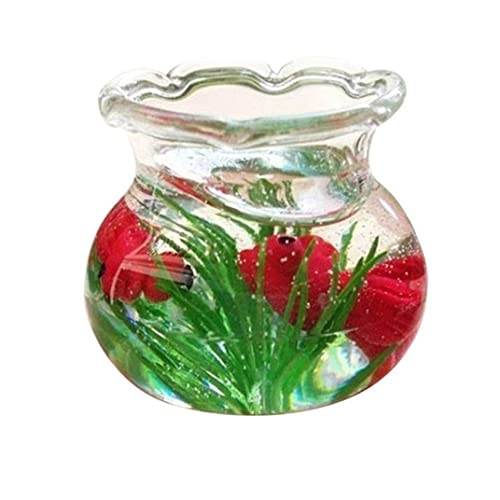 Yoyakie Goldfish Bowl 1PC Dollhouse Mini Fischschüssel Harz Miniatur Fischtank Accessoire Spielzeug für 1/6 1/12 Dollhouse Szene Modell Mini Goldfish Bowl (rot) von Yoyakie