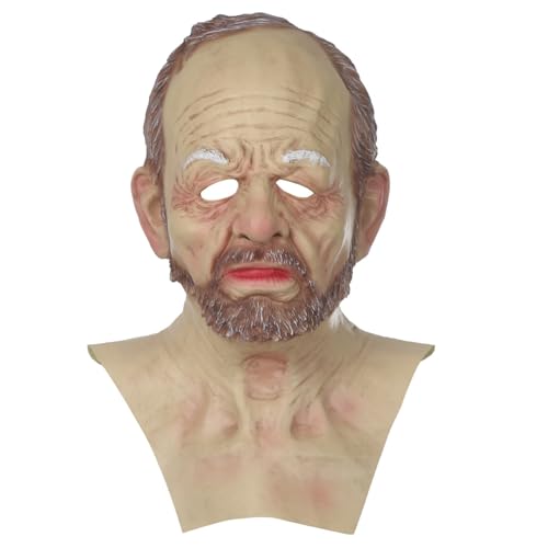 Yoyakie Realistische alte Mann Maske alte Mann Maske Realistisches Halloween -Falten lose Haar von Yoyakie