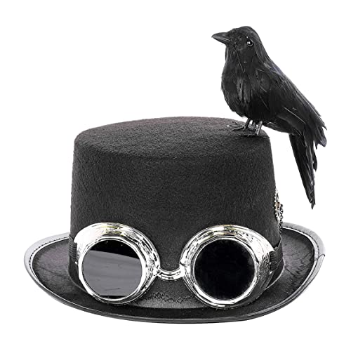 Yoyakie Steampunk Hats 1PC Steampunk Top Hats mit Krähe und dekorative Brille Unisex Halloween Cosplay Hut Retro -Style -Cap Requisiten für Halloween -Party, Rollenspiel, Fotografie von Yoyakie