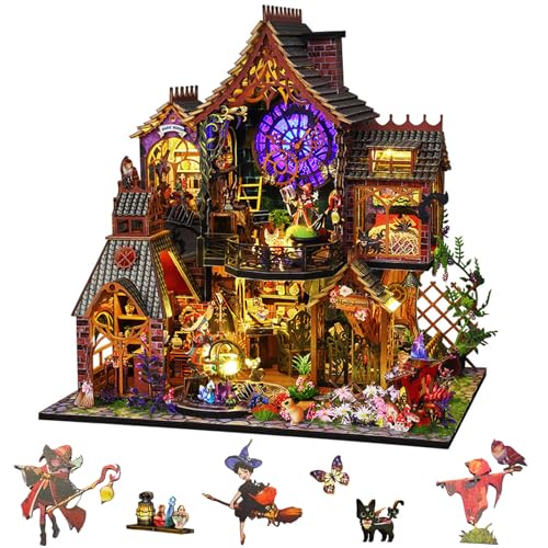 Yoyoom DIY Miniaturhaus Kit, Puppenhaus Kit mit staubdichter Abdeckung, Book Nook Kit für Teenager Erwachsene, Mini Handgefertigtes Holz Puppenhaus Kit, Halloween / Weihnachtsdekorationen / Geschenke von Yoyoom