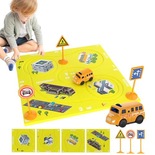 Yplkm Eisenbahnwaggon-Puzzle-Gleis, Magnet-Puzzle-Wagengleis | Magnet-Puzzle-Autobahn für Kinder | Elektrisches Puzzle-Rennwagen-Set, kreatives Straßen-Puzzle-Schienenfahrzeug von Yplkm