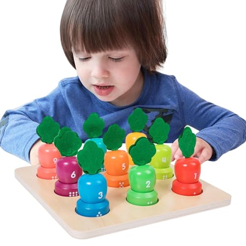 Yplkm Kleinkindspielzeug, Kleinkindnummer Lernspielzeug, Buntes hölzerne Karottenform Pulling Puzzle, Frühe pädagogische Matching-Spiele, Hand-Eye-Koordinationstraining-Tools für von Yplkm