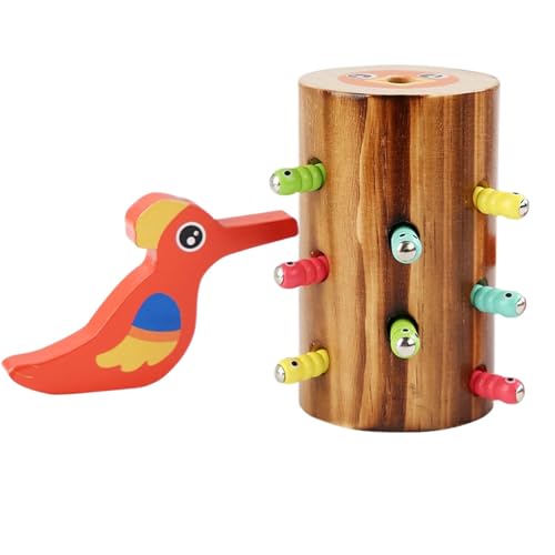 Yplkm Magnetische Spiele für Kinder, Kindermagnetspielzeug | Holzspecker Feeder Toy | Pädagogisches Vorschule Lernen Playset Magnetic Bird Feeding Game für Zuhause von Yplkm