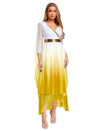Yruioon Damen Griechische Göttin Kostüm Weißes Farbverlauf Griechisches Kleid Antike Römerin Kostüm Halloween Karneval Fasching Partykleid Gelb 3XL Yruioon Damen Griechische Göttin Kostüm Weißes Farbverlauf Griechisches Kleid Antike Römerin Kostüm Halloween Karneval Fasching Partykleid Gelb 3XL von Yruioon