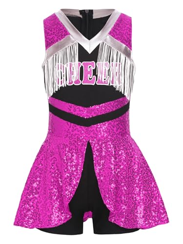 Yruioon Mädchen Cheer Leader Kostüm Ärmellos Cheerleading Kleid Glitzer Tanzkleid Cheerleading Uniform Halloween Karneval Fasching Partykleid Dunkel Rosa 122-128 Yruioon Mädchen Cheer Leader Kostüm Ärmellos Cheerleading Kleid Glitzer Tanzkleid Cheerleading Uniform Halloween Karneval Fasching Partykleid Dunkel Rosa 122-128 von Yruioon