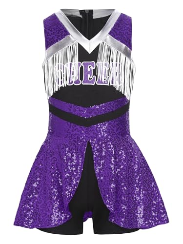 Yruioon Mädchen Cheer Leader Kostüm Ärmellos Cheerleading Kleid Glitzer Tanzkleid Cheerleading Uniform Halloween Karneval Fasching Partykleid Lila 158-164 Yruioon Mädchen Cheer Leader Kostüm Ärmellos Cheerleading Kleid Glitzer Tanzkleid Cheerleading Uniform Halloween Karneval Fasching Partykleid Lila 158-164 von Yruioon