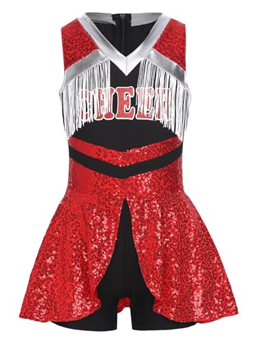 Yruioon Mädchen Cheer Leader Kostüm Ärmellos Cheerleading Kleid Glitzer Tanzkleid Cheerleading Uniform Halloween Karneval Fasching Partykleid Rot 146-152 Yruioon Mädchen Cheer Leader Kostüm Ärmellos Cheerleading Kleid Glitzer Tanzkleid Cheerleading Uniform Halloween Karneval Fasching Partykleid Rot 146-152 von Yruioon