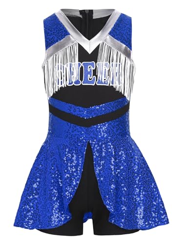 Yruioon Mädchen Cheer Leader Kostüm Ärmellos Cheerleading Kleid Glitzer Tanzkleid Cheerleading Uniform Halloween Karneval Fasching Partykleid Royal Blau 158-164 Yruioon Mädchen Cheer Leader Kostüm Ärmellos Cheerleading Kleid Glitzer Tanzkleid Cheerleading Uniform Halloween Karneval Fasching Partykleid Royal Blau 158-164 von Yruioon