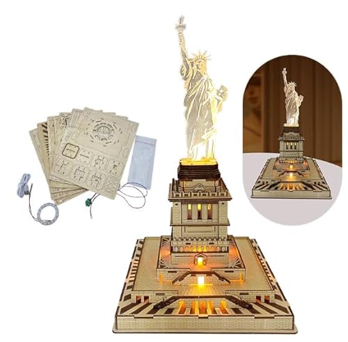 Ysityum 3D Holzpuzzle für Erwachsene - Freiheitsstatue Holzpuzzle Bausatz mit USB LED Licht, DIY Architektur BAU Handwerk Spielzeug Set Brain Teaser Geschenke für Kinder & Jugendliche (147PCS) von Ysityum