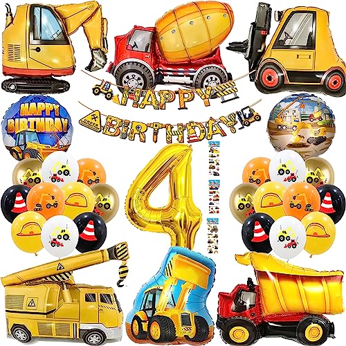 Yskmefun Bagger Deko Kindergeburtstag 4, Bagger Geburtstag Deko 4 jahre, Baustelle Geburtstag Deko, Kindergeburtstag Bagger Geburtstags party Dekoration, Bagger Ballon Folienballon von Yskmefun