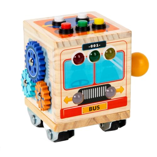 Aktivitäts-Lernbus-Spielzeug | Lernbus-Spielzeug mit Licht | Lernspielzeug für die Feinmotorik, Busspielzeug aus Holz für Kleinkinder, Busspielzeug für sensorisches Lernen, Busspielzeug für pädagogisc von Ysvnlmjy