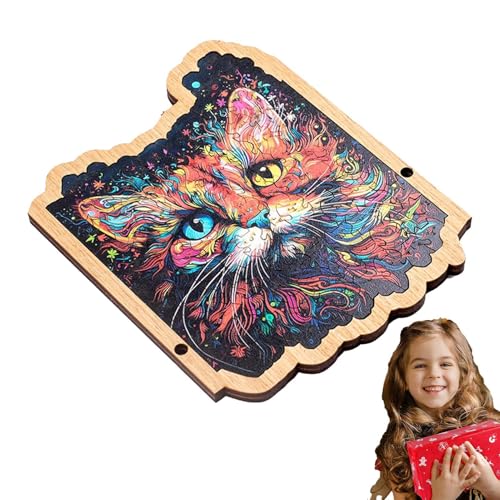 Cat-Themed Wooden Jigsaw Puzzle for Kids and Adults | Entertaining Cat Puzzle Game Featuring Adorable Cat Shapes and Quality Craftsmanship | Creative and Unique Puzzle Perfect for Home Decor, Family F von Ysvnlmjy