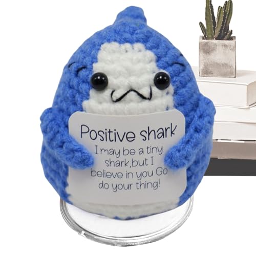 Crochet Shark Toy | Funny Knitting Animal | Positive Pickle Doll | Emotional Support Sharks, Stress Relief Doll, Decorative Shark Ornament, Cute Animal Crochet, Handmade Shark Plush, Whimsical Toy for von Ysvnlmjy