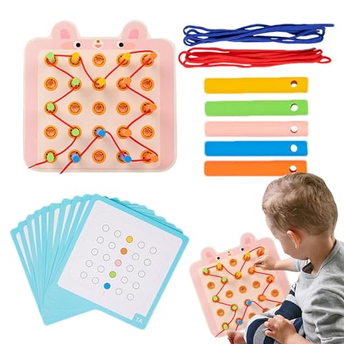 Lacing Toy, Toddler Threading Puzzle, Wooden Lacing Board, Lacing Toy Toddler Educational Stringing Toy, Interactive Lace-Up Animals for Preschoolers Girls Boys von Ysvnlmjy