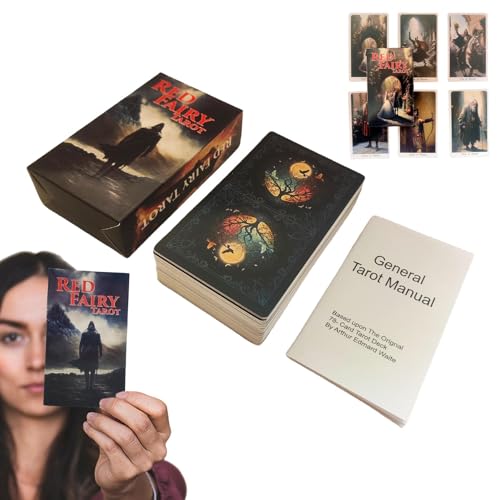 Rotes Feen-Tarot-Deck, Tarot-Wahrsagerei-Brettspiel, Tarotkarten-Wahrsagungswerkzeuge, Schicksals-Wahrsagerei-Unterhaltung, -Tarot-Spielen, Partygeschenke, Hexengeschenk, Feen-Thema-Tarot-Deck von Ysvnlmjy