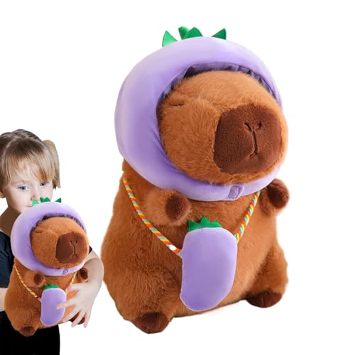 Vegetable Theme Capybara Plush, Capybara Plush Toy, Cute Capybara Stuffed Animal, Capybara Plush with Hat and Bag, 7.87x6.69x11.02 Inches Capybara Plushie for Bedroom Decoration & Capybara Lovers von Ysvnlmjy