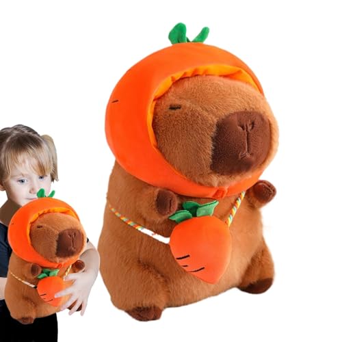 Vegetable Theme Capybara Plush, Capybara Plush Toy, Cute Capybara Stuffed Animal, Capybara Plush with Hat and Bag, 7.87x6.69x11.02 Inches Capybara Plushie for Bedroom Decoration & Capybara Lovers von Ysvnlmjy