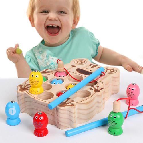 Ysvnlmjy Angelspielzeug aus Holz | Holz-Vorschulspiel-Angelbrett - Tragbare Familie Kinder Hinterhof Bunte Spiele, Spielzeug Angelrute Spielset Für Jungen Mädchen Kinder von Ysvnlmjy