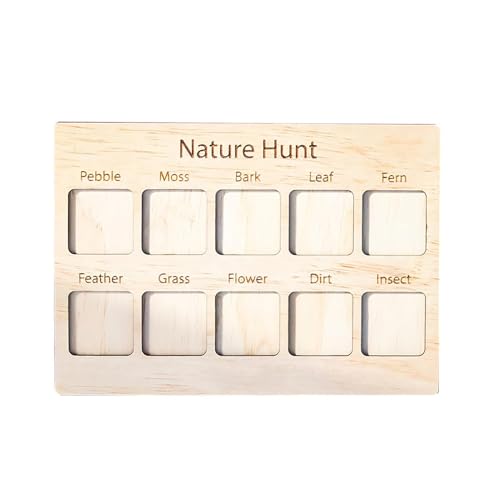 Ysvnlmjy Nature Hunt Board | Schnitzeljagdspiel | Suchen und Finden, Campingspiele Pflanzenidentifizierungswerkzeug Outdoor Experimentiertablett Holz Beobachtungstafel Schnitzeljagd Spiel Jagd Suchen von Ysvnlmjy