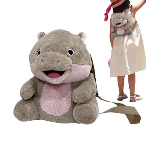 Ysvnlmjy Stuffed Animal Backpack,Cute Cartoon Hippo Plush Backpack | Collectible Toy Chic Plush Doll Decoration, Stuffed Animal School Bookbag for Car Home von Ysvnlmjy