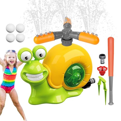 Wassersprinkler für Kinder, Outdoor-Sprinkler für Kinder | Kleinkind-Sprinkler-Spaß-Sprinkler-Spielzeu | Schneckensprinkler mit Baseball und Schläger, Wasserspielzeug für draußen von Ysvnlmjy