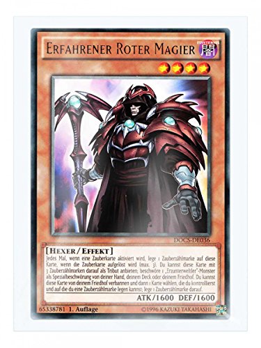 DOCS-DE036 Erfahrener Roter Magier 1. Auflage im Set mit original Gwindi Kartenschutzhülle von Yu Gi Oh