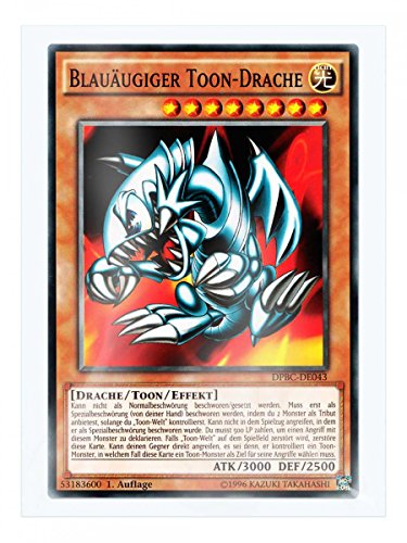 DPBC-DE043 Blauäugiger Toon-Drache 1. Auflage im Set mit original Gwindi Kartenschutzhülle von Yu-Gi-Oh!