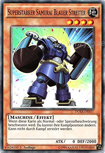 DUEA-DE011 Superstarker Samurai Blauer Streiter 1. Auflage im Set mit original Gwindi Kartenschutzhülle von Yu-Gi-Oh!