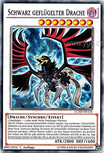 LC5D-DE135 Schwarz geflügelter Drache 1. Auflage im Set mit original Gwindi Kartenschutzhülle von Yu-Gi-Oh!