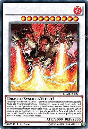 LC5D-DE237 Dreiköpfiger Drache 1. Auflage im Set mit original Gwindi Kartenschutzhülle von Yu-Gi-Oh!