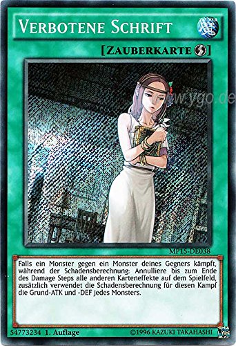 MP15-DE038 Verbotene Schrift 1. Auflage im Set mit original Gwindi Kartenschutzhülle von Yu Gi Oh