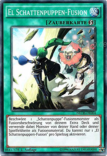 NECH-DE064 El Schattenpuppen-Fusion 1. Auflage im Set mit original Gwindi Kartenschutzhülle von Yu Gi Oh