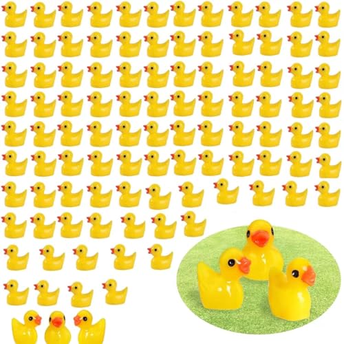 Yuaiosn 100 stück Mini Enten Figuren, Tiny Resin Duck, Mini Resin Ducks, Enten Mini Tierfiguren für Aquarium Miniaturgarten Puppenhaus Handwerk Topfdekorationen zum Selbermachen von Yuaiosn