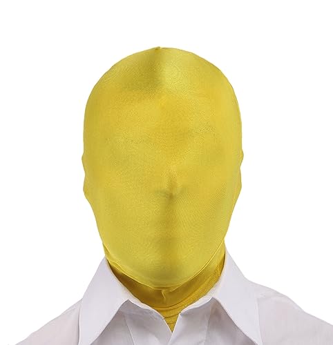 YuanDiann Erwachsene Zentai Maske Cosplay Lycraspandex Stretch Sturmhaube Balaclava Halloween Anime Bühnen Performance Kostüm Leuchtendes Gelb offene Augen und Mund von YuanDiann