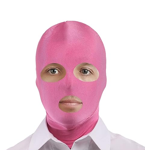 YuanDiann Erwachsene Zentai Maske Cosplay Lycraspandex Stretch Sturmhaube Balaclava Halloween Anime Bühnen Performance Kostüm Leuchtendes Rosa offener Mund von YuanDiann