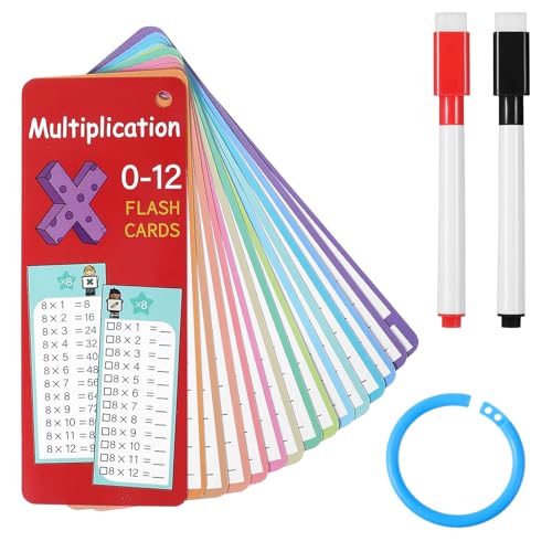 Yuanchu 14 Stück Multiplikationsspiel 0–12, Mathe-Lernkarten mit Einmaleins Multiplikationstabelle Lernkarten für die 1. bis 3. Klasse Multiplikationsspiel Mathe-Lernhilfen von Yuanchu