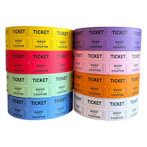 Yuanhe Tombola-Tickets Doppelrolle – 8 Farben mit 2000 Tickets 5,1 x 5,1 cm – 50/50 Tombola-Tickets für Veranstaltungen, Eintritt, Klassenbelohnung, Spendenaktion, Preise von Yuanhe