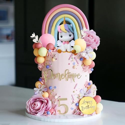 Einhorn-Kuchendekoration, Regenbogen-Kuchendekorationen mit Einhorn-Regenbogen-Blumen, bunte Kugeln, Happy Birthday-Kuchendekoration für Jungen, Mädchen, Kindergeburtstag, Partyzubehör Einhorn-Kuchendekoration, Regenbogen-Kuchendekorationen mit Einhorn-Regenbogen-Blumen, bunte Kugeln, Happy Birthday-Kuchendekoration für Jungen, Mädchen, Kindergeburtstag, Partyzubehör von Yuanjkacenys