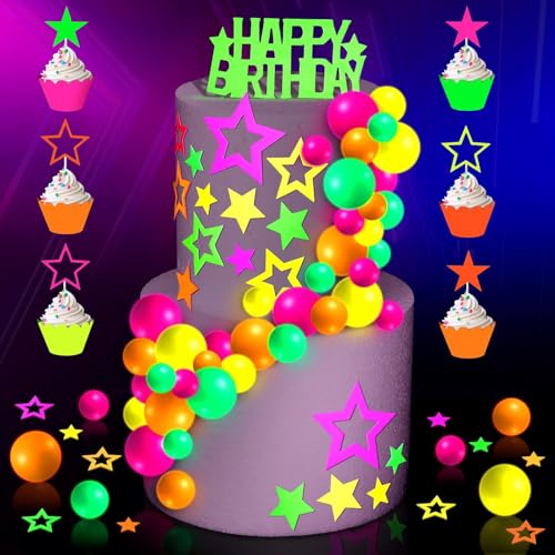 Neon Cake Topper Glow Cake Toppers Balls Glow in the Dark Birthday Cake Decorations Neon Star Ball Cupcake Toppers for Birthday Wedding Black Light Reactive Party Supplies Neon Cake Topper Glow Cake Toppers Balls Glow in the Dark Birthday Cake Decorations Neon Star Ball Cupcake Toppers for Birthday Wedding Black Light Reactive Party Supplies von Yuanjkacenys
